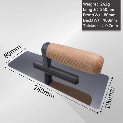 Professionele koolstofstaal gips troffel met houten handvat en 0,7 mm bladdikte